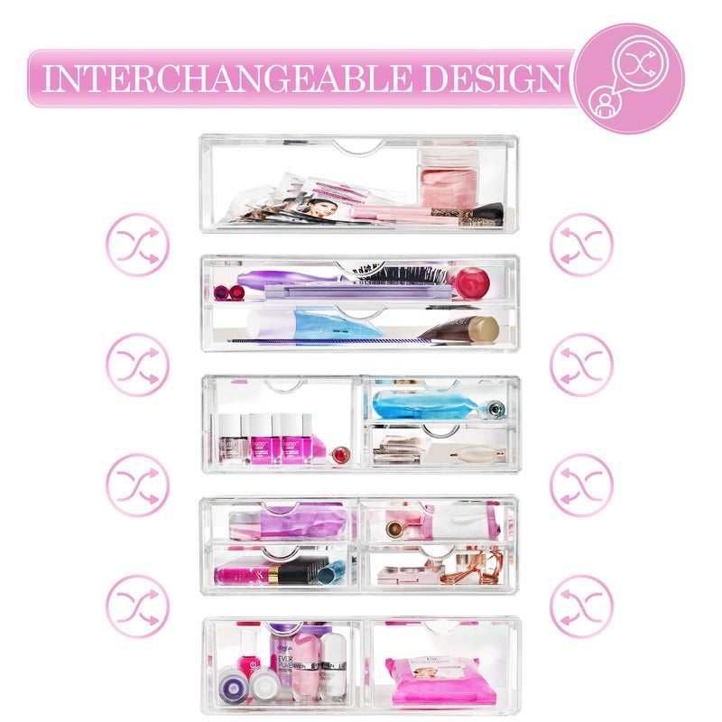 Sorbus Large Stackable Acrylic Drawers - 2 Clear Storage Drawers for Organizing Make up, Nail Polish, Hair Accessories, and Beauty Supplies - Makeup Organizer for Vanity, Bathroom Organizer Countertop - Image 5